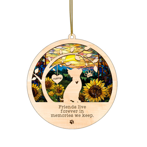 Netecom Personalized Chihuahua Dog Memorial Suncatcher, Chihuahua Christmas Ornament with Name Date, Pet Loss Sun Catcher Dog Memorial Ornament Loss of Pet Sympathy Gift Dog Bereavement Gift