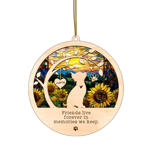 Netecom Personalized Chihuahua Dog Memorial Suncatcher, Chihuahua Christmas Ornament with Name Date, Pet Loss Sun Catcher Dog Memorial Ornament Loss of Pet Sympathy Gift Dog Bereavement Gift