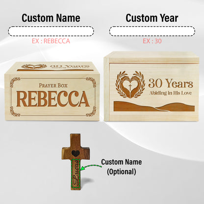 Netecom Personalized Birthday Prayer Box 30 Years with Custom Name, Christian Faith Gift with Wooden Cross & 100 Prayer Request Cards, Meaningful 30th Birthday Gift
