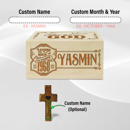 Netecom Personalized Prayer Box Decanter – 100 Prayer Cards with Custom Name, Month & Year Engraving on Box and Wooden Cross, Thoughtful Christian Gift for Faith, Gratitude & Reflection