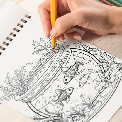 Marine Inside Jar Spiral Bound Coloring Book: Set Your Imagination Free with 30 Pages of Coloring Joy, Unveiling the Mesmerizing Marine Scenes Trapped within Jars