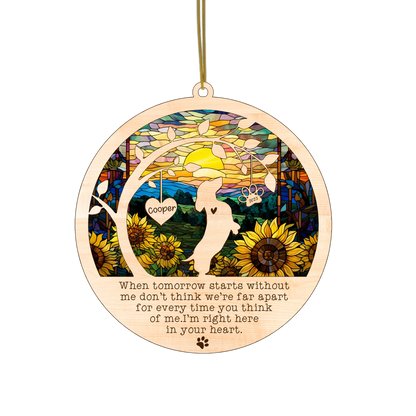 Netecom Personalized Dachshund Memorial Suncatcher Dachshund Christmas Ornament with Name Date, Pet Loss SunCatcher, Bereavement Gift Dog Memorial Ornament Loss of Pet Sympathy Gift for Dog Lovers