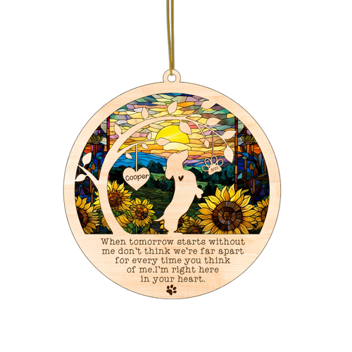 Netecom Personalized Dachshund Memorial Suncatcher Dachshund Christmas Ornament with Name Date, Pet Loss SunCatcher, Bereavement Gift Dog Memorial Ornament Loss of Pet Sympathy Gift for Dog Lovers