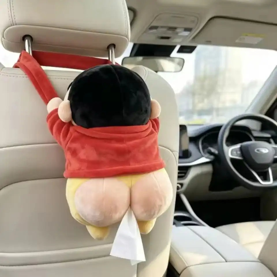 Funny Plush Car Tissue Holder – Hanging Seat Organizer
