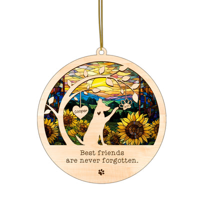 Netecom Personalized German Shepherd Dog Memorial Suncatcher Alsatian Dog Christmas Ornament with Name Date, Pet Loss Sun Catcher Bereavement Gift Dog Memorial Ornament Loss of Pet Sympathy Gift