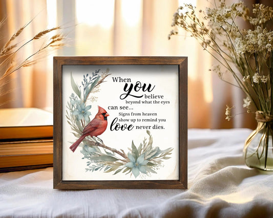 Netecom When You Believe Cardinal Sign Sympathy Memorial Gift | Red Cardinal Heaven Sign Loss of Loved One Condolence Gift Personalized Remembrance Gift