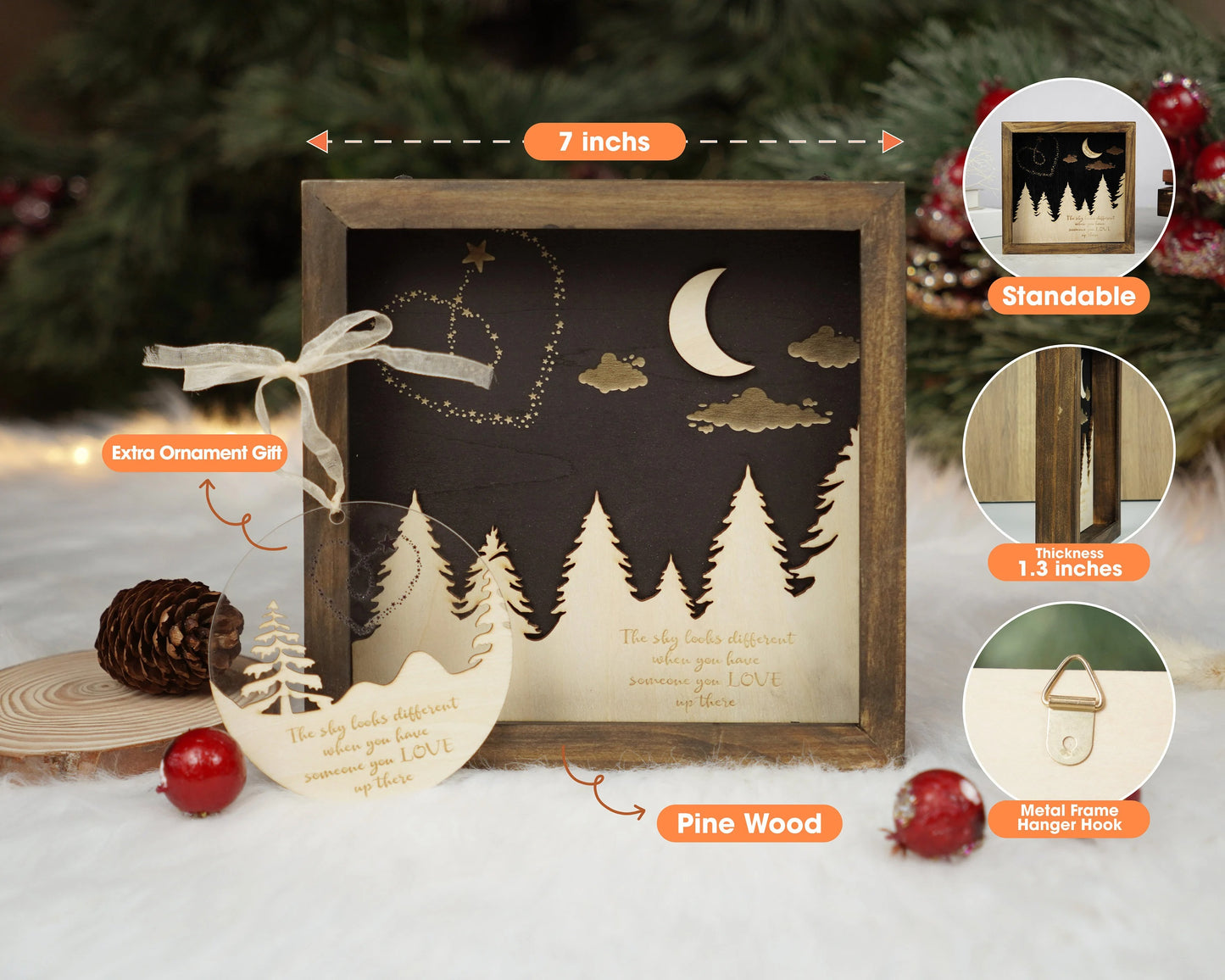 Netecom Personalized Memorial Wooden Frame Remembrance Sign for Loss of Dad Mom, Custom Gift