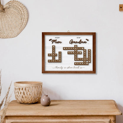 Netecom First Mom Now Grandma Crossword Personalized Frame Family Name Sign Grandkids Keepsake Scrabble Letter Family Board