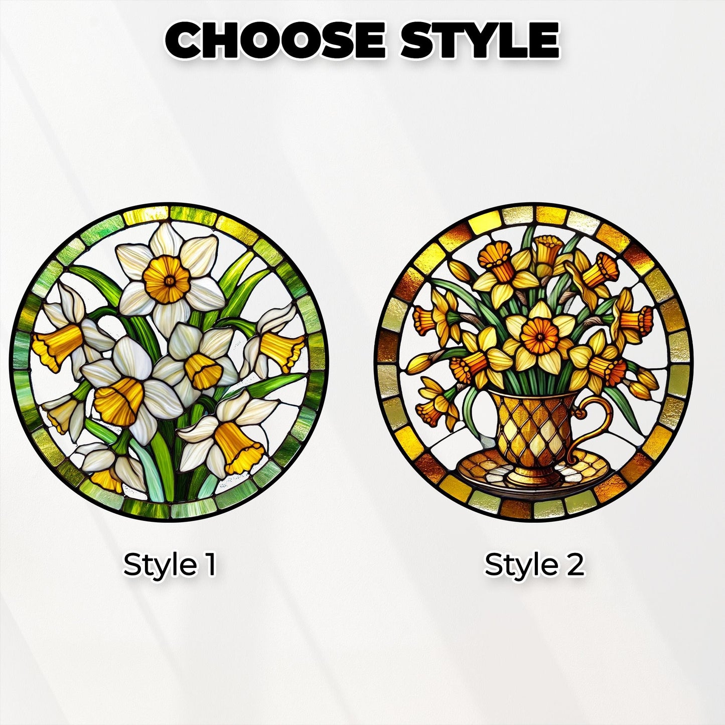 Netecom Daffodil Stained Glass Suncatcher – March Birth Flower Window Hanging, Garden Lover Gift, Floral Home Decor for Grandma Mom