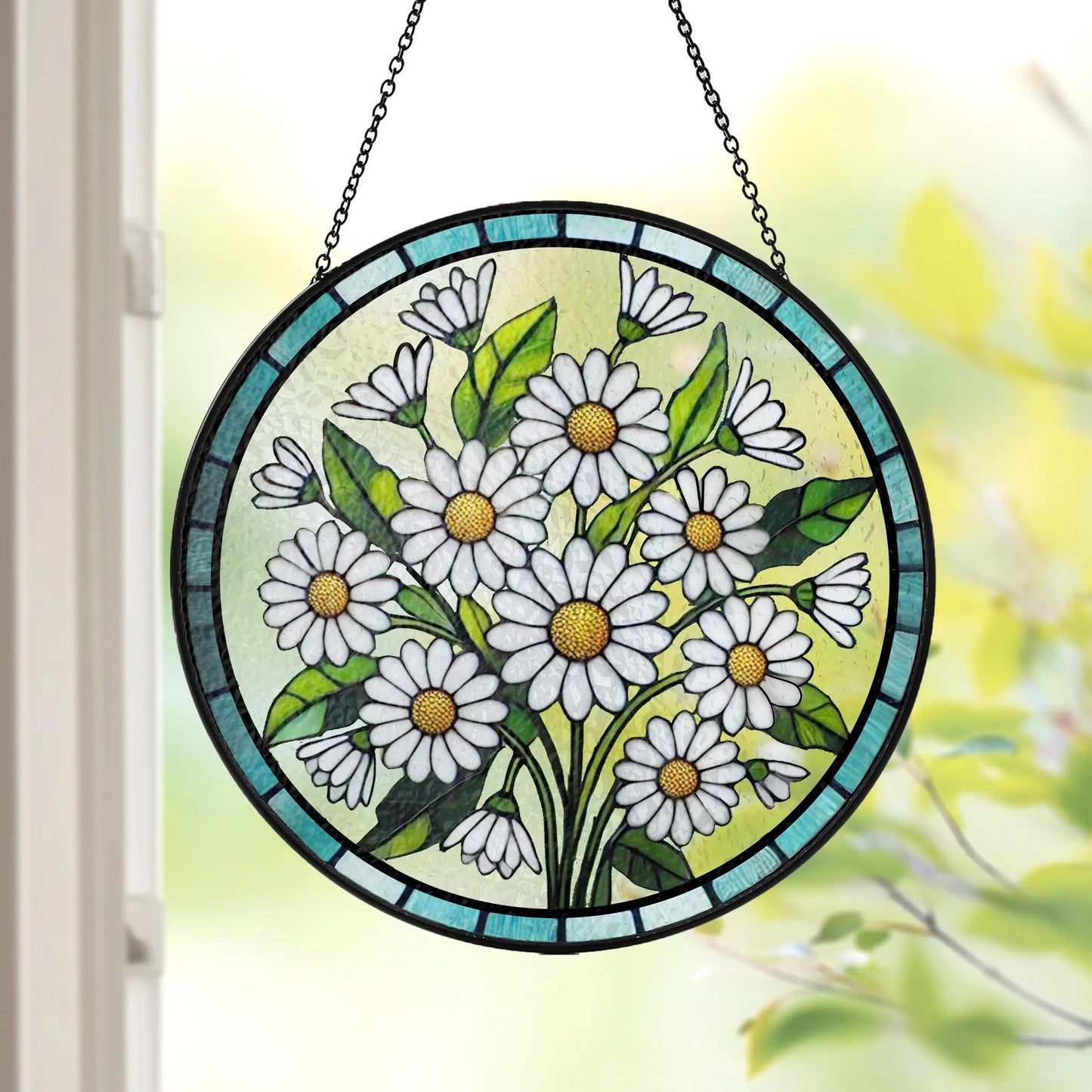 Netecom Floral Birth Month Stained Glass Suncatcher – Window Hanging Ornament, Botanical Gift for Nature Lovers Mom Grandma