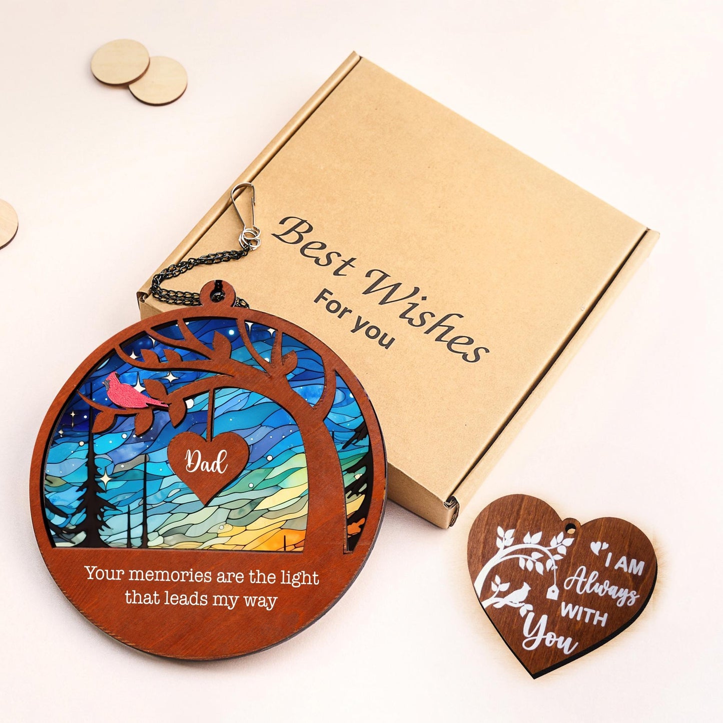 Netecom Dad Loss Memorial Suncatcher – Remembrance Ornament for Father, I Am Always with You Tribute