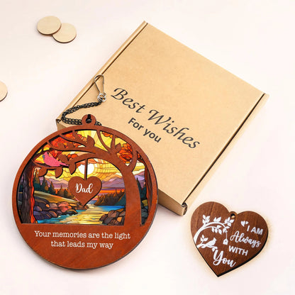 Netecom Memorial Suncatcher Gift – Loss of Dad Sympathy Gift, Remembrance Ornament for Father in Heaven, Your Memories Are the Light Memorial Gift