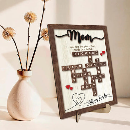 Netecom Personalized Scrabble Family Name Frame Mother's Day Gift Custom Family Crossword Puzzle Sign