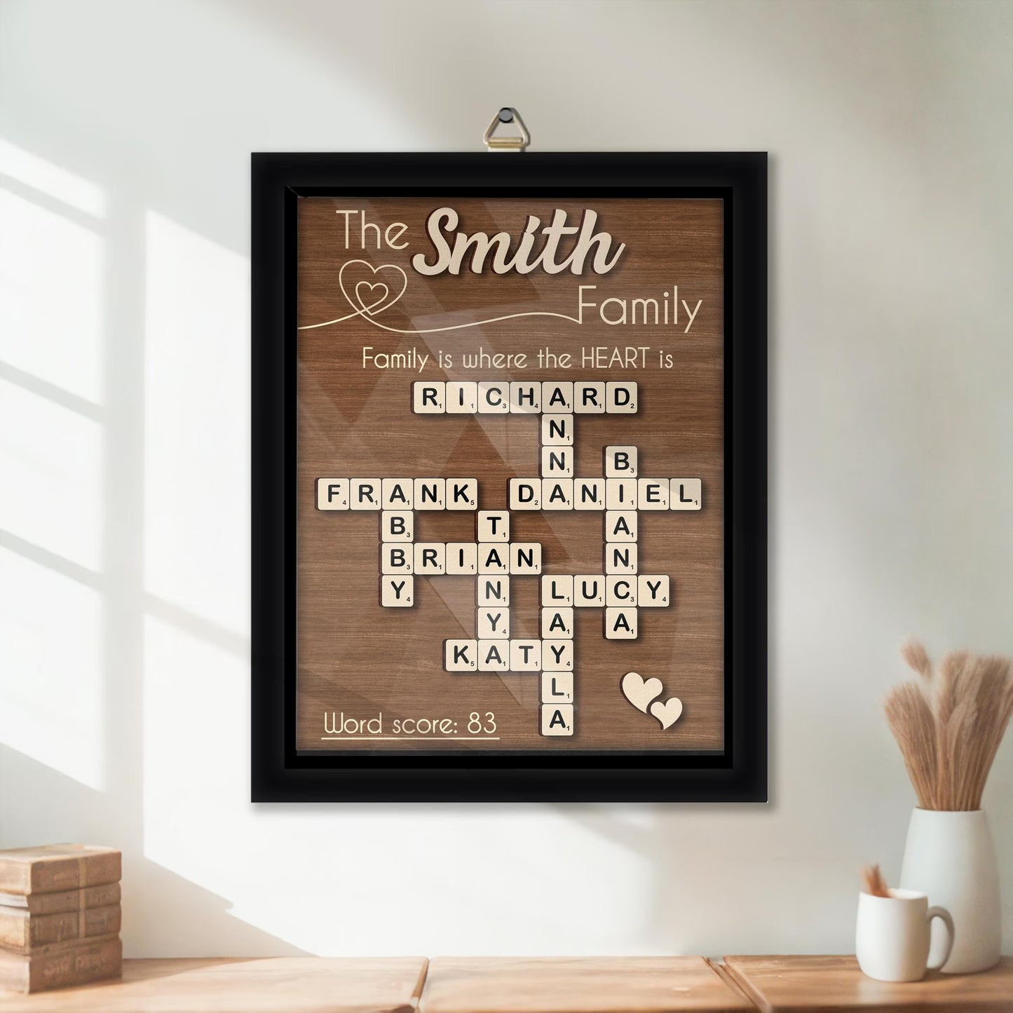 Netecom Scrabble Family Name Frame Personalized Custom Family Letter Tile Family Crossword Scrabble Keepsake Acrylic Cover