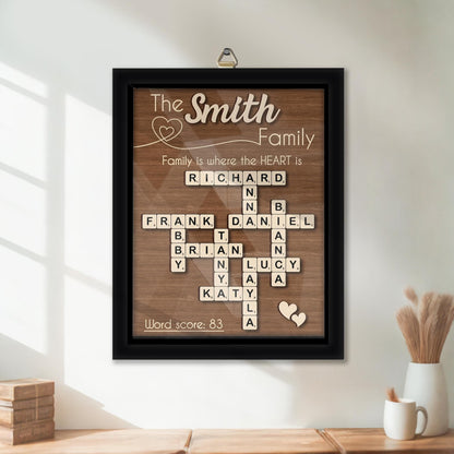Netecom Scrabble Family Name Frame Personalized Custom Family Letter Tile Family Crossword Scrabble Keepsake Acrylic Cover