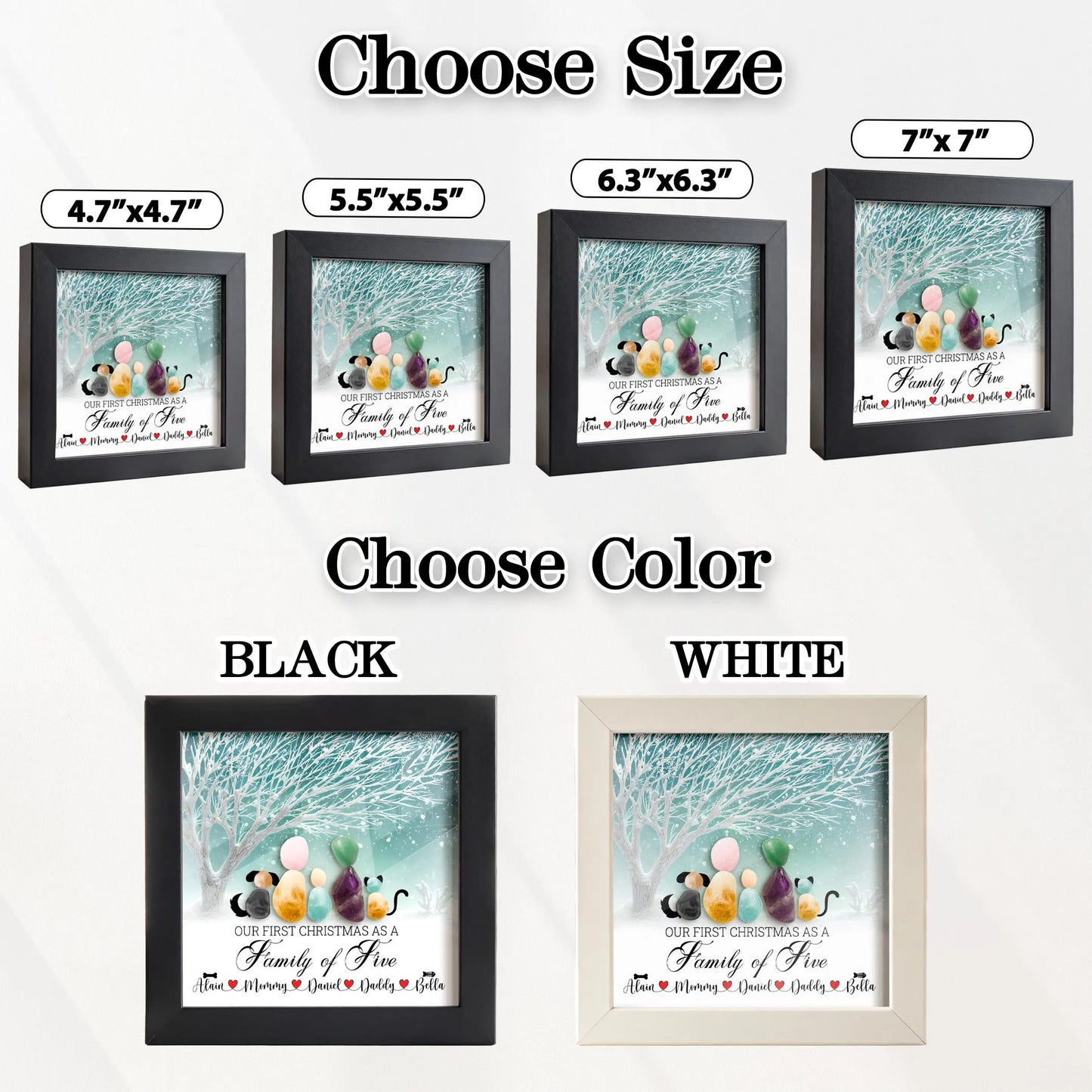 Netecom Personalized Sea Glass Family Names Frame Our First Christmas as a Family Gift Custom Family Keepsake for Mom Dad