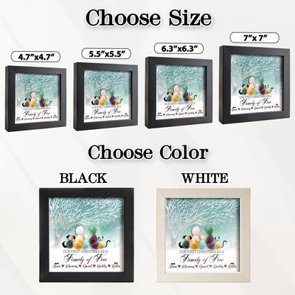 Netecom Personalized Sea Glass Family Names Frame Our First Christmas as a Family Gift Custom Family Keepsake for Mom Dad
