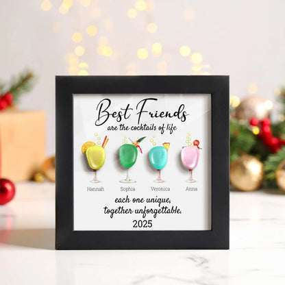 Netecom Personalized Sea Glass Friendship Frame, Best Friend Keepsake Gift, Cocktail Art for Besties, Soul Sister Decor
