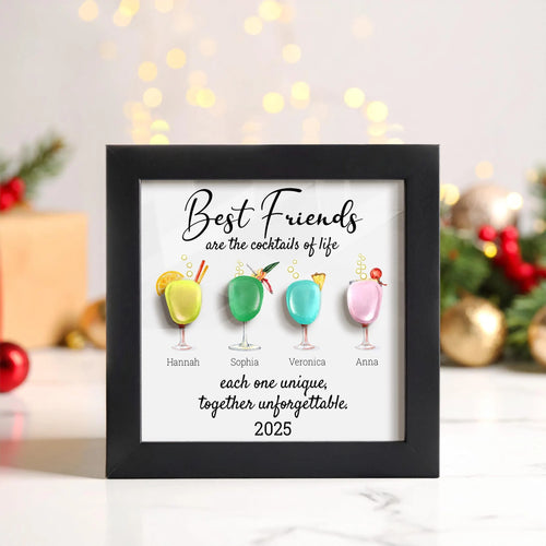 Netecom Personalized Sea Glass Friendship Frame, Best Friend Keepsake Gift, Cocktail Art for Besties, Soul Sister Decor