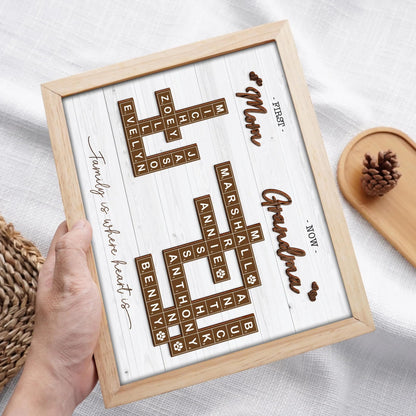 Netecom First Mom Now Grandma Crossword Personalized Frame Family Name Sign Grandkids Keepsake Scrabble Letter Family Board
