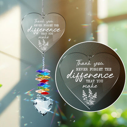 Netecom Personalized Thank You Crystal Suncatcher, Custom Appreciation Gift for Teacher, Coworker, Mentor, Retirement Ornament