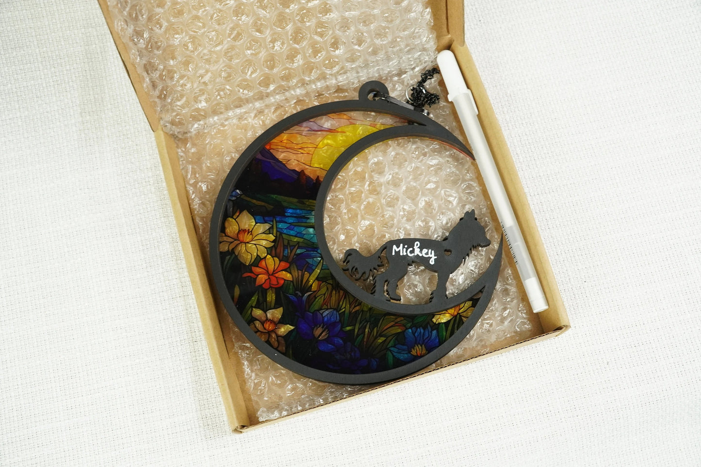 Netecom Personalized Chihuahua Dog Memorial Suncatcher – Dog Passing Away Remembrance Gift, Chihuahua Lover Car Hanging, Custom Pet Memorial Ornament