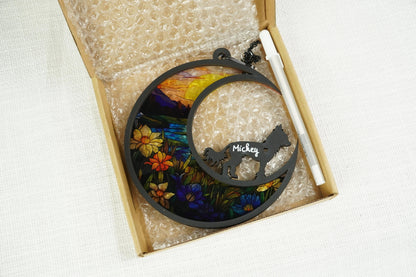 Netecom Personalized Chihuahua Dog Memorial Suncatcher – Dog Passing Away Remembrance Gift, Chihuahua Lover Car Hanging, Custom Pet Memorial Ornament