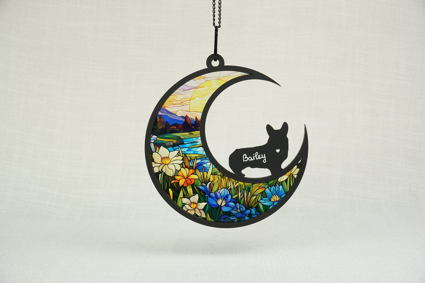 Netecom Personalized Corgi Dog Memorial Suncatcher – Custom Pet Loss Remembrance Ornament, Corgi Lovers Sympathy Gift, Window or Wall Hanging Decor