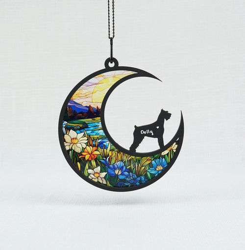 Netecom Custom Giant Schnauzer Memorial Suncatcher, Dog Loss Sympathy Gift, Personalized Schnauzer Decor for Dog Lovers, Car Hanging Ornament