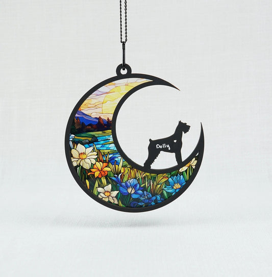 Netecom Custom Giant Schnauzer Memorial Suncatcher, Dog Loss Sympathy Gift, Personalized Schnauzer Decor for Dog Lovers, Car Hanging Ornament