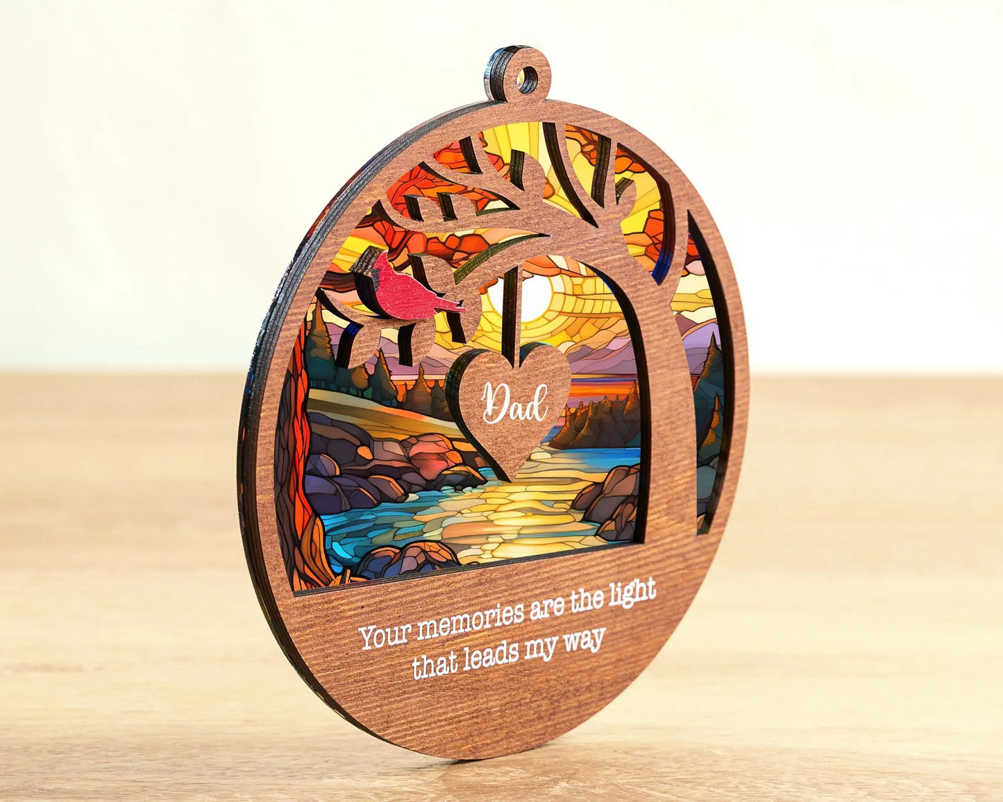 Netecom Memorial Suncatcher Gift – Loss of Dad Sympathy Gift, Remembrance Ornament for Father in Heaven, Your Memories Are the Light Memorial Gift