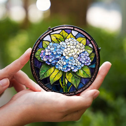 Netecom Blue Hydrangea Stained Glass Suncatcher – Floral Window Hanging, Hydrangea Garden Decor, Gift for Friends Bestie Mom Nana