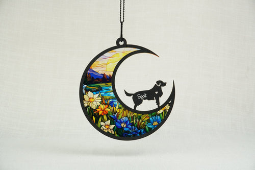 Netecom Golden Retriever Dog Memorial Suncatcher – Rainbow Bridge Gift, Personalized Pet Sympathy Ornament, Pet Loss Remembrance, Car Hanging and Wall Decor