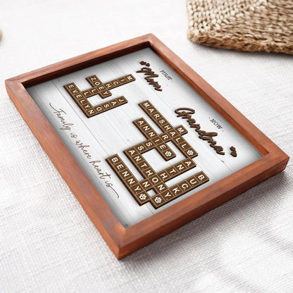 Netecom First Mom Now Grandma Crossword Personalized Frame Family Name Sign Grandkids Keepsake Scrabble Letter Family Board