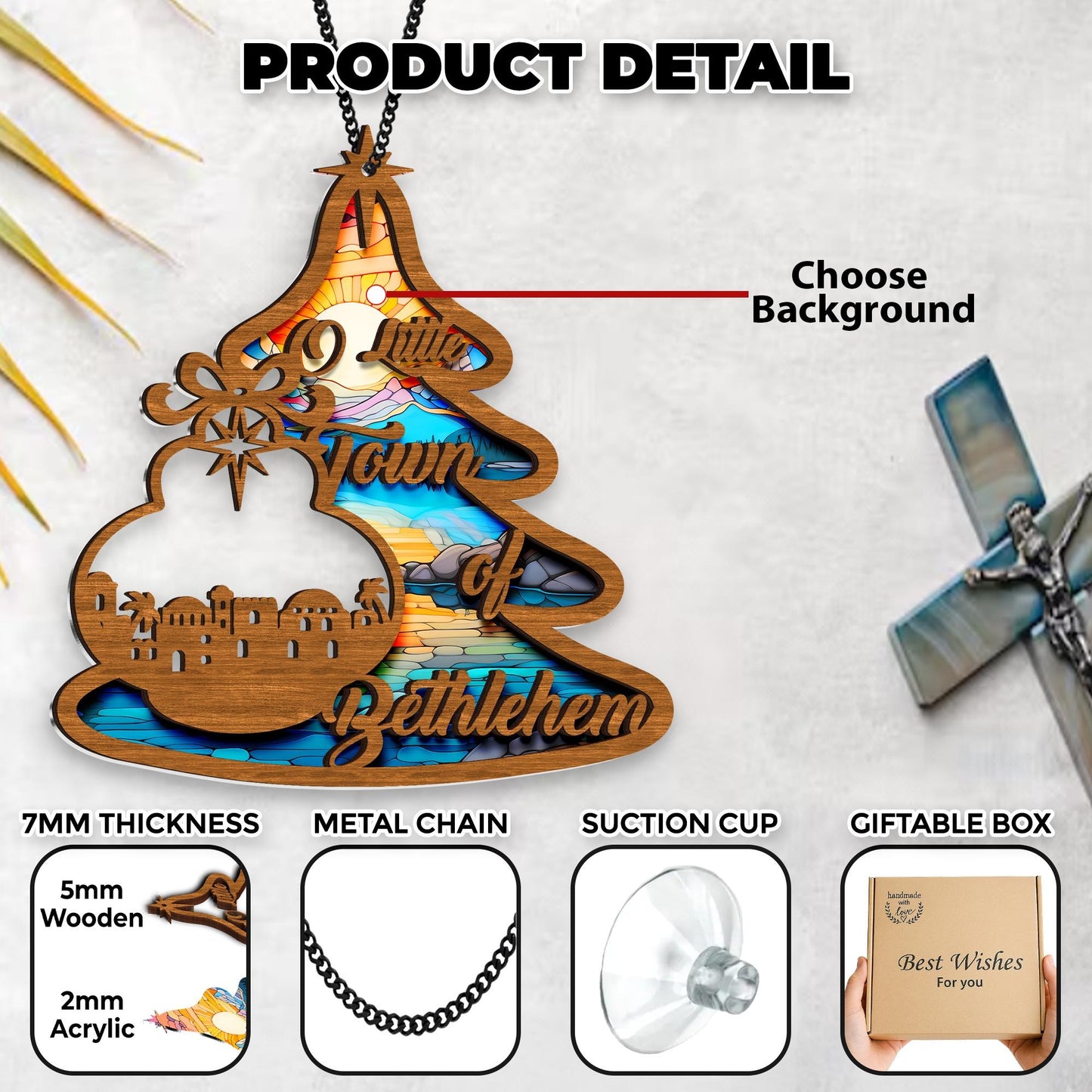 Netecom Nativity Scene Acrylic Suncatcher Ornament, Christian Christmas Decor, Holy Family Manger Gift, Religious Holiday Window Hanging