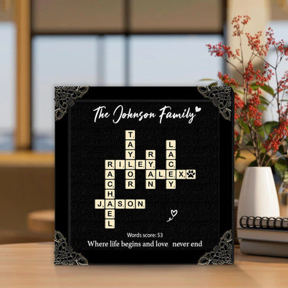 Netecom Personalized Scrabble Family Crossword Frame, Custom Christmas Name Sign, Grandparents Holiday Keepsake Gift