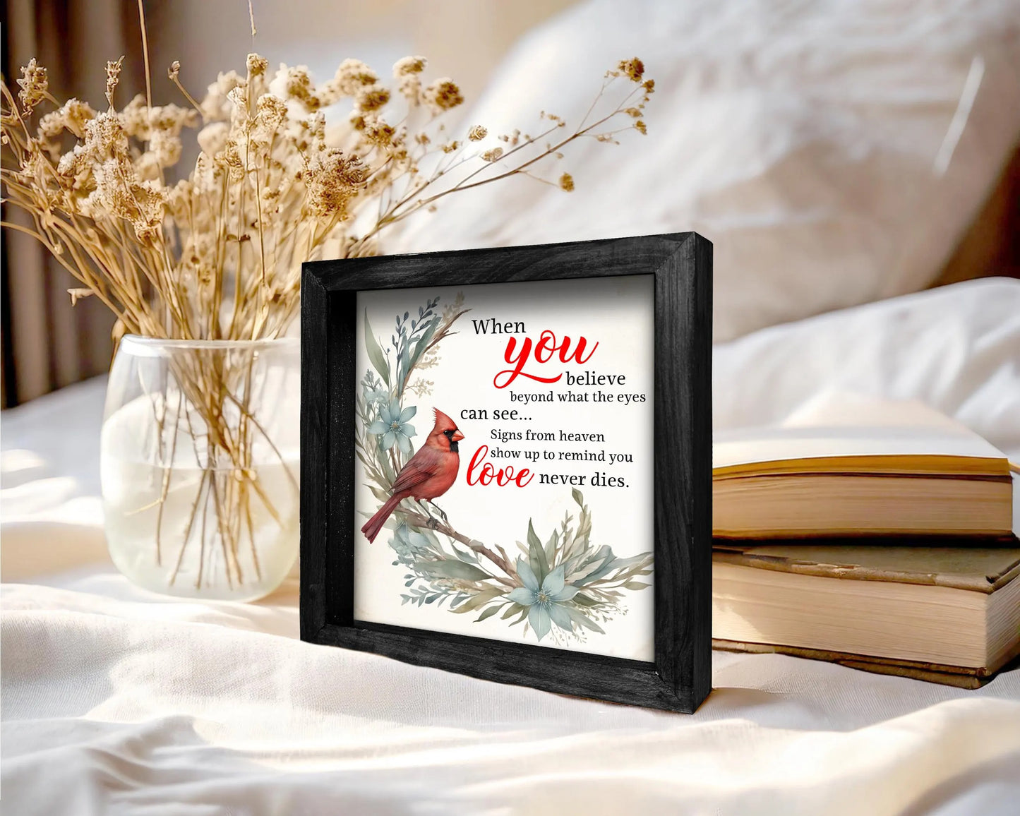 Netecom When You Believe Cardinal Sign Sympathy Memorial Gift | Red Cardinal Heaven Sign Loss of Loved One Condolence Gift Personalized Remembrance Gift
