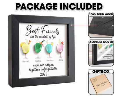 Netecom Personalized Sea Glass Friendship Frame, Best Friend Keepsake Gift, Cocktail Art for Besties, Soul Sister Decor
