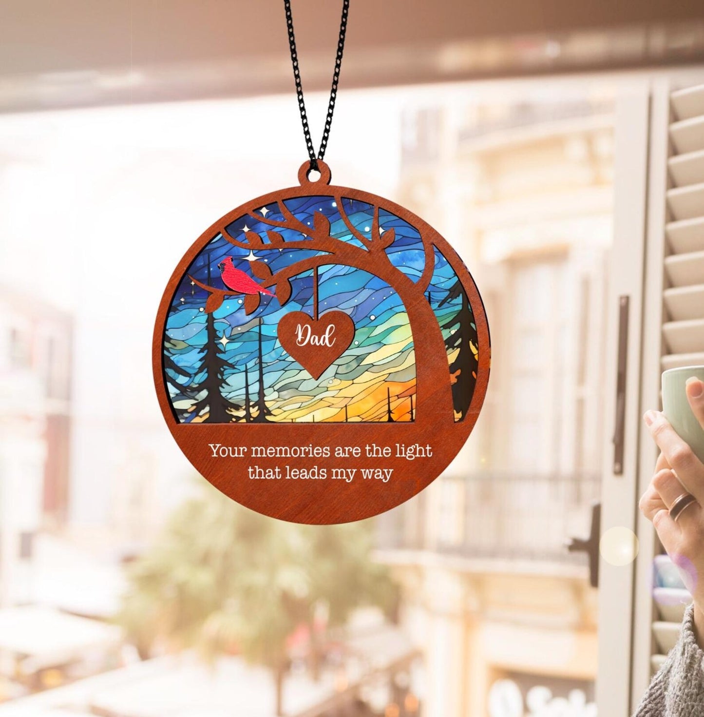 Netecom Dad Loss Memorial Suncatcher – Remembrance Ornament for Father, I Am Always with You Tribute