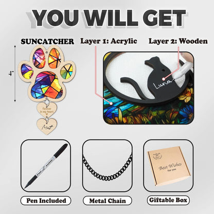 Netecom Pet Paw Christmas Ornament, Pet Memorial Suncatcher, Sympathy Gift for Pet Loss, Pet Rainbow Bridge Tribute, Personalized Pet Name Gift