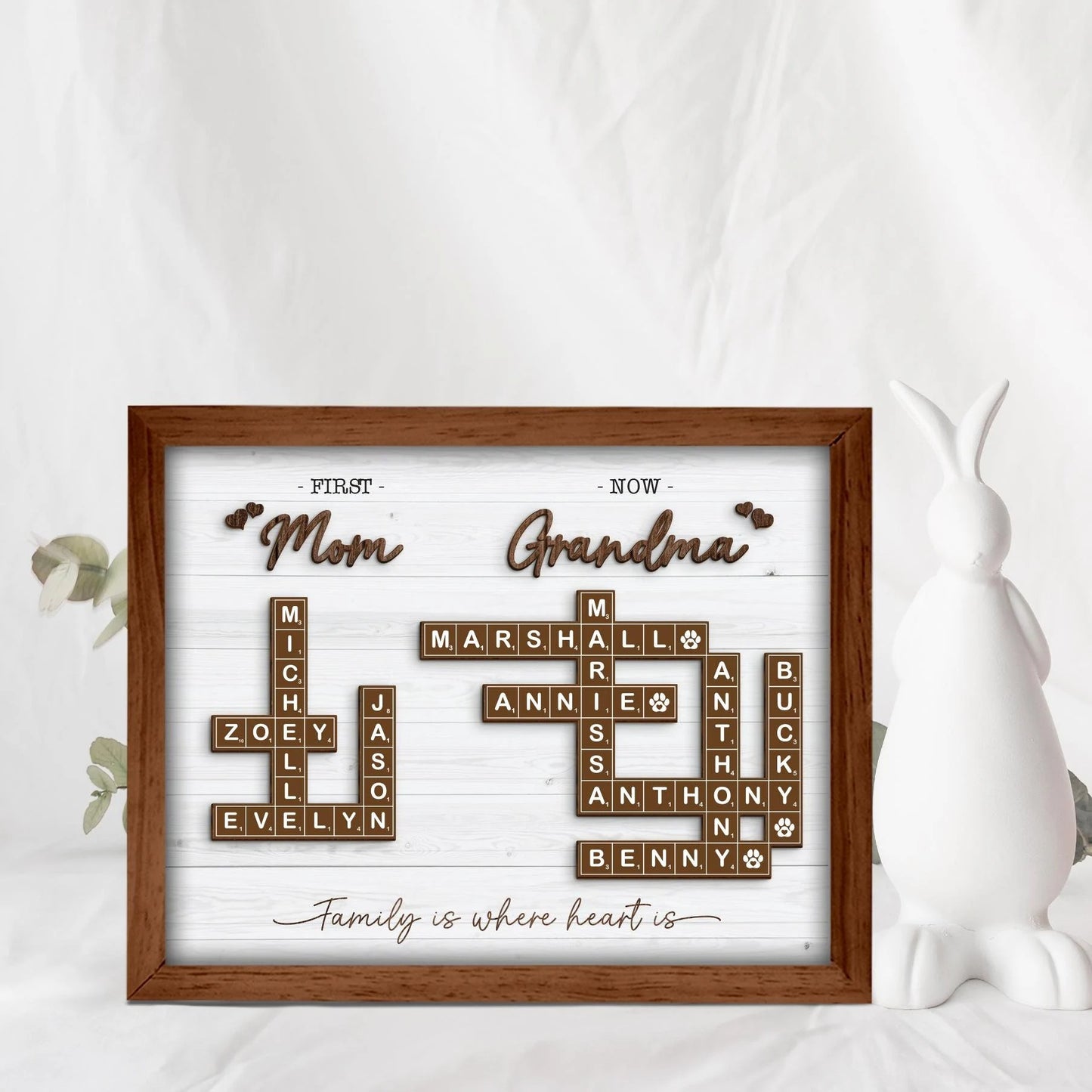 Netecom First Mom Now Grandma Crossword Personalized Frame Family Name Sign Grandkids Keepsake Scrabble Letter Family Board