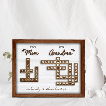 Netecom First Mom Now Grandma Crossword Personalized Frame Family Name Sign Grandkids Keepsake Scrabble Letter Family Board