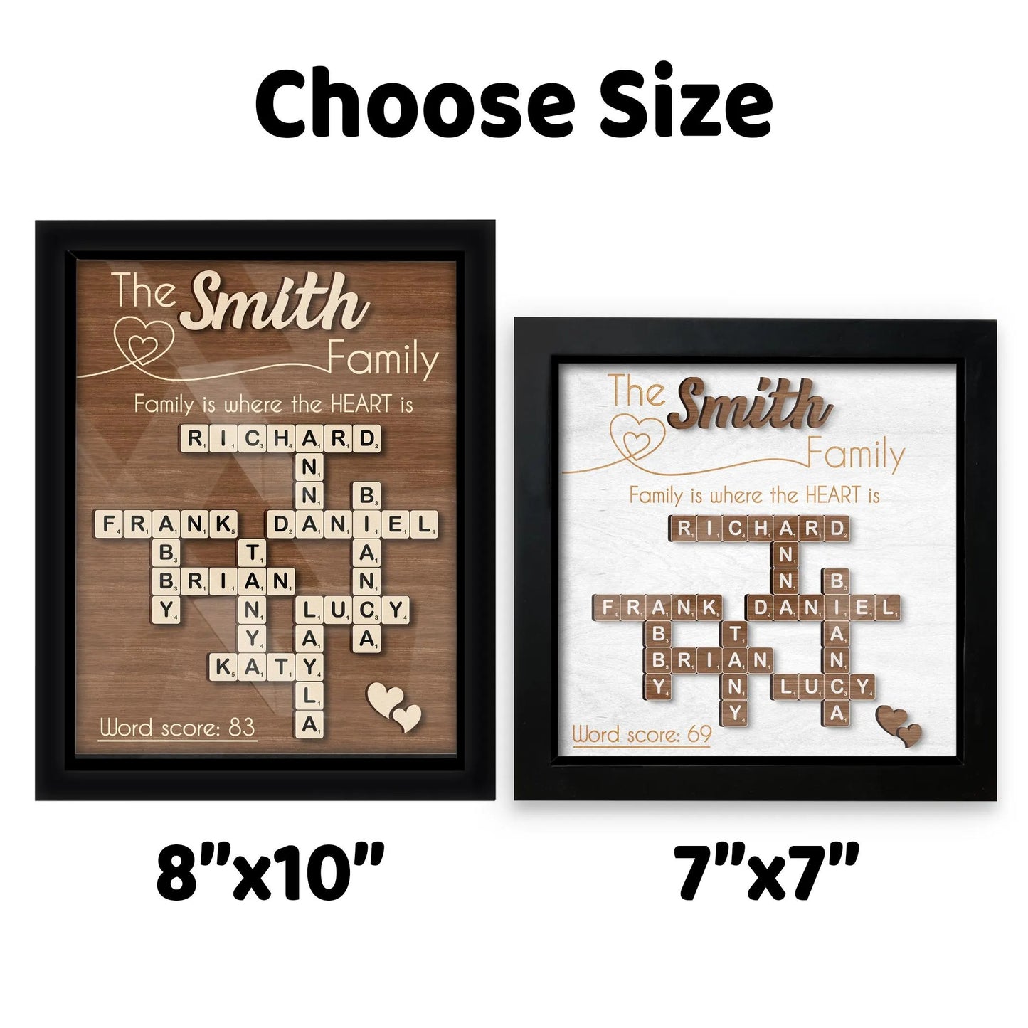 Netecom Scrabble Family Personalized Frame Custom Family Names Sign Crossword Family Keepsake Gift for Grandma Cousin Brother Sister