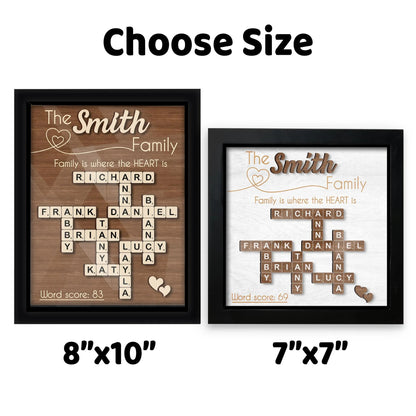 Netecom Scrabble Family Personalized Frame Custom Family Names Sign Crossword Family Keepsake Gift for Grandma Cousin Brother Sister