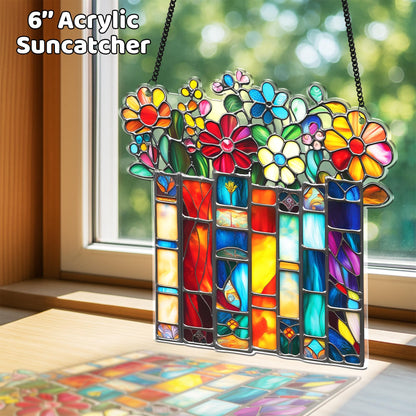 Netecom Birth Month Flower Suncatcher – Personalized Grandma’s Garden Gift, Mother’s Day Window Hanging, Home Decor for Grandma