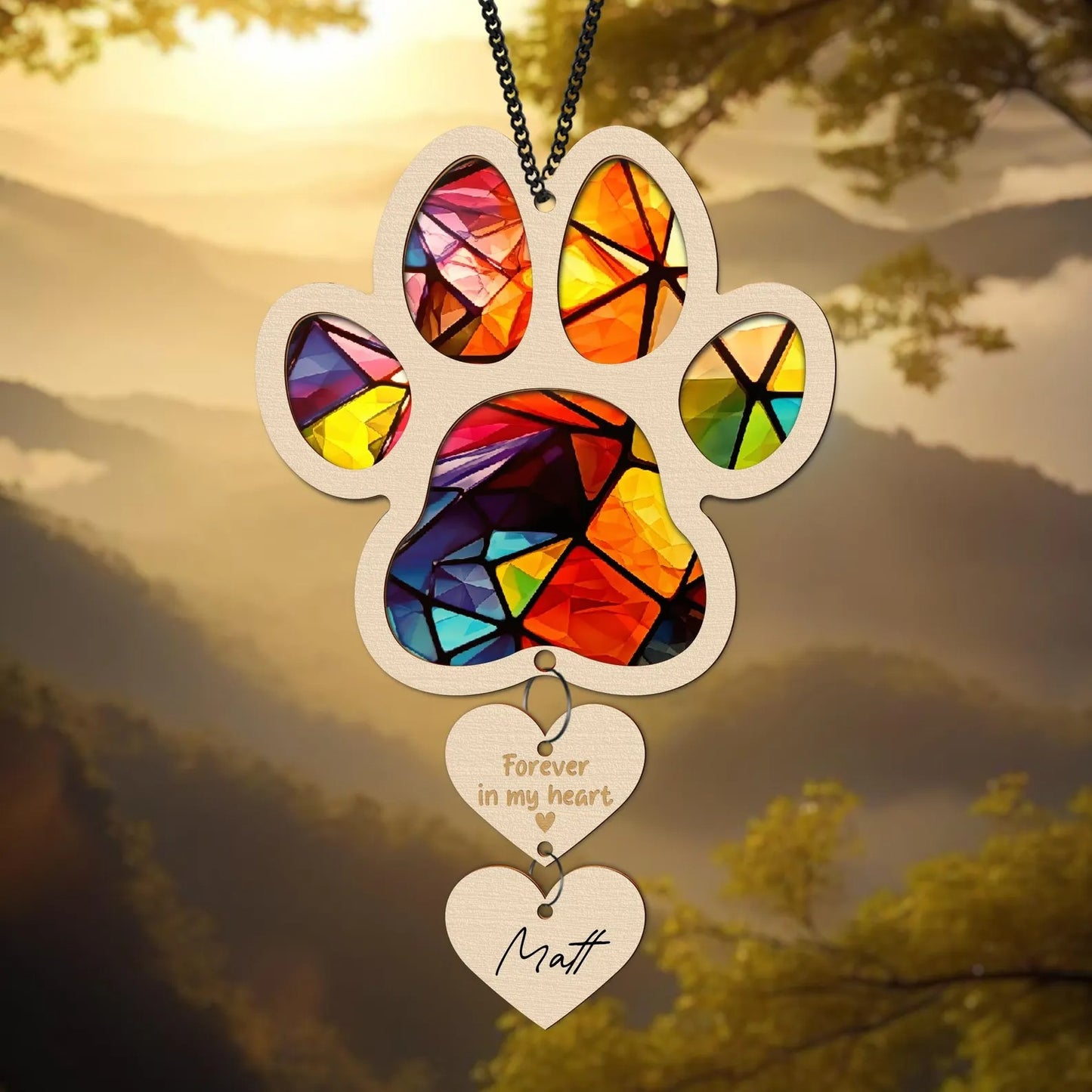 Netecom Pet Paw Christmas Ornament, Pet Memorial Suncatcher, Sympathy Gift for Pet Loss, Pet Rainbow Bridge Tribute, Personalized Pet Name Gift