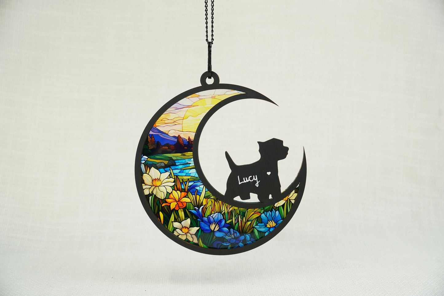 Netecom Personalized West Highland Terrier Memorial Suncatcher – Custom Pet Name Decor, Loss of Pet Remembrance Ornament, Wall Hanging for Dog Lovers