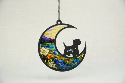 Netecom Personalized West Highland Terrier Memorial Suncatcher – Custom Pet Name Decor, Loss of Pet Remembrance Ornament, Wall Hanging for Dog Lovers