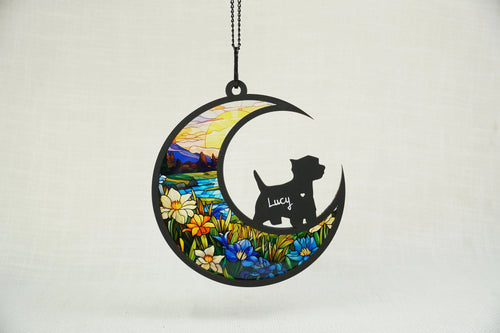 Netecom Personalized West Highland Terrier Memorial Suncatcher – Custom Pet Name Decor, Loss of Pet Remembrance Ornament, Wall Hanging for Dog Lovers