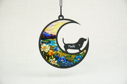 Netecom Personalized Basset Hound Memorial Suncatcher – Custom Loss of Pet Sympathy Gift, Dog Lover Remembrance Ornament, Stained Glass Window Hanging
